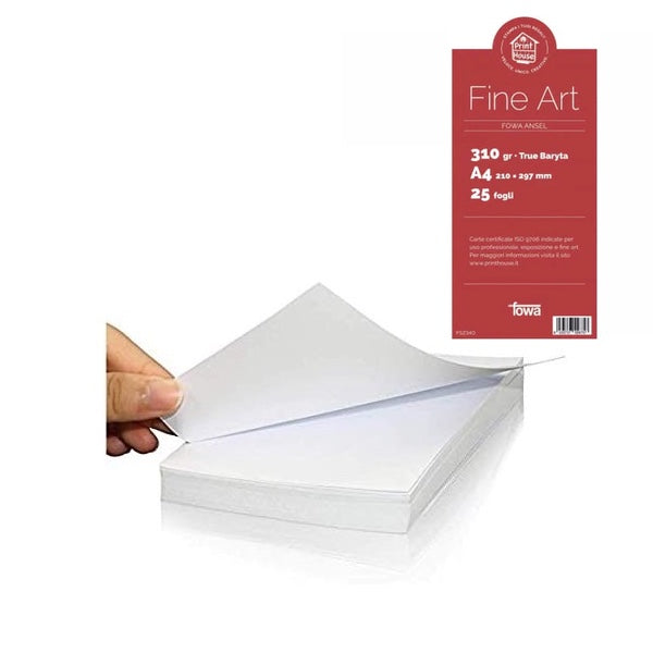 Fowa Carta per stampante Inkjet A4 310gr. True Baryta Conf. 25 Fogli FS2340 Fowa Carta per stampante Inkjet A4 310gr. True Baryta Conf. 25 Fogli FS2340